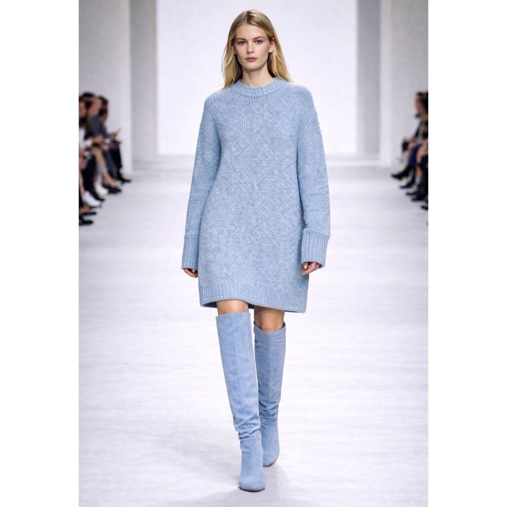 Michael Kors Collection Light Blue Oversized Chunky Sweater Dress Size S